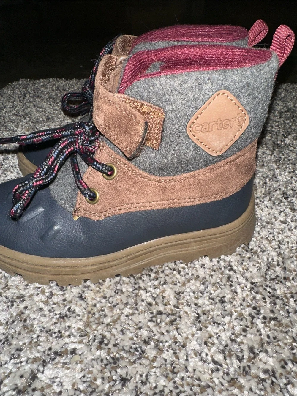 Carter's Navy, Brown & Red Kids Winter Rain Boots
